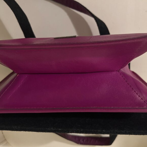 Bruno Magli Black Wool & Fuchsia Leather Handbag - Picture 11 of 16